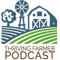 Icon for the Thriving Farmer Podcast featuring a barn, windmill, and farm fields.
