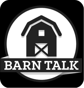 Barn Talk logo featuring a stylized barn icon on a white circle background.